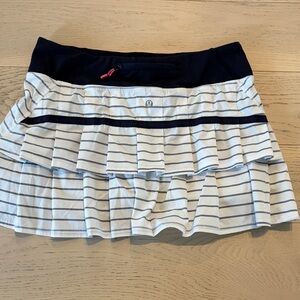lululemon athletica White and Navy Striped Tiered Skirt
